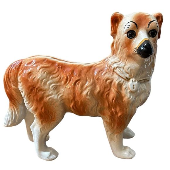 Stafford Other - LARGE STAFFORDSHIRE Porcelain Standing Dog 19th Century Victorian Hand Painted